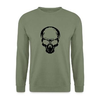 Skull, bones, human, pirate, alien, death, motor - Unisex Sweatshirt - army green - Front - Alina (178cm) & Michal (187cm)