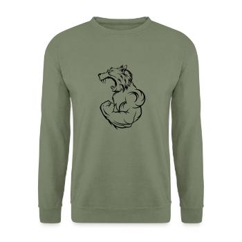 wolf_beast - Unisex Pullover - Armeegrün - Vorne - Alina (178cm) & Michal (187cm)