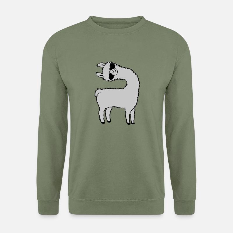 Lama guckt schief - Unisex Pullover - Armeegrün