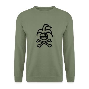 narrenpirat - Unisex Pullover - Armeegrün - Vorne - Alina (178cm) & Michal (187cm)