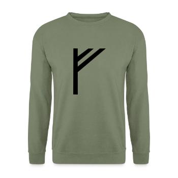 rune fehu,feoh - Unisex Sweatshirt - army green - Front - Alina (178cm) & Michal (187cm)