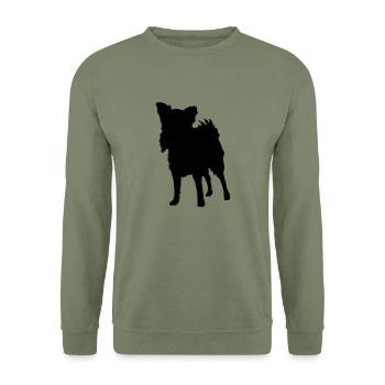 Chihuahua Silhouette - Unisex Pullover - Armeegrün - Vorne - Alina (178cm) & Michal (187cm)