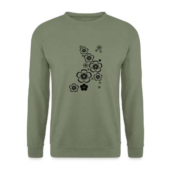 Blumen - Unisex Pullover - Armeegrün - Vorne - Alina (178cm) & Michal (187cm)