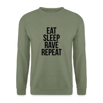 eat sleep rave repeat - Unisex Pullover - Armeegrün - Vorne - Alina (178cm) & Michal (187cm)