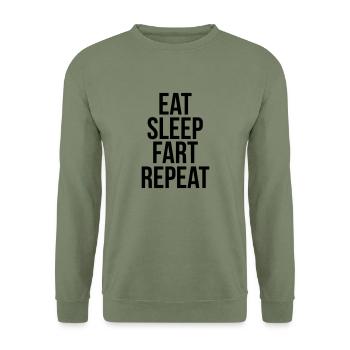 eat sleep fart repeat - Unisex Pullover - Armeegrün - Vorne - Alina (178cm) & Michal (187cm)