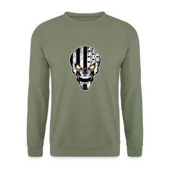 breizh skull 02 - Sweat-shirt Unisexe - vert militaire - Devant - Alina (178cm) & Michal (187cm)