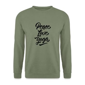 Peace Love Yoga - Unisex Pullover - Armeegrün - Vorne - Alina (178cm) & Michal (187cm)