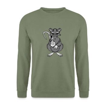 Rat Stinky Fingers Funny Cool Sunglasses - Unisex Sweatshirt - army green - Front - Alina (178cm) & Michal (187cm)