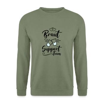 braut support team kurze - Unisex Pullover - Armeegrün - Vorne - Alina (178cm) & Michal (187cm)