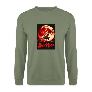 Red Moon is Horde Night - Unisex Sweatshirt - army green - Front - Alina (178cm) & Michal (187cm)