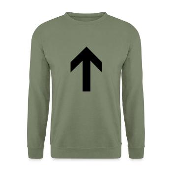 Pfeil nach oben - Unisex Pullover - Armeegrün - Vorne - Alina (178cm) & Michal (187cm)