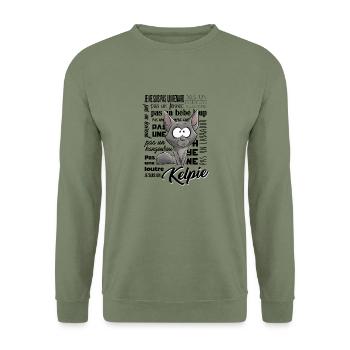 je Suis Kelpie Fawn - Noir FR - Sweat-shirt Unisexe - vert militaire - Devant - Alina (178cm) & Michal (187cm)