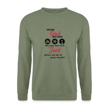 Glück Juist - Unisex Pullover - Armeegrün - Vorne - Alina (178cm) & Michal (187cm)