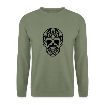 Schädel tattoo maori skull inked tribal face - Unisex Pullover - Armeegrün - Vorne - Alina (178cm) & Michal (187cm)