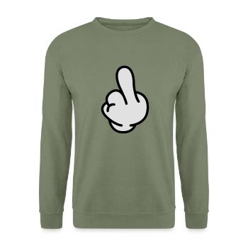 fuck_you_comic_02 - Unisex Pullover - Armeegrün - Vorne - Alina (178cm) & Michal (187cm)