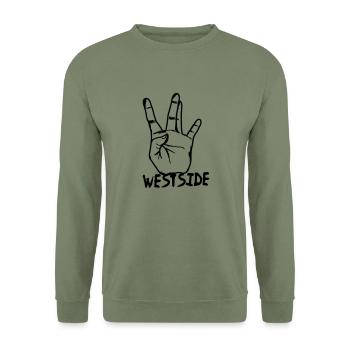 westcoast hand - Unisex Pullover - Armeegrün - Vorne - Alina (178cm) & Michal (187cm)