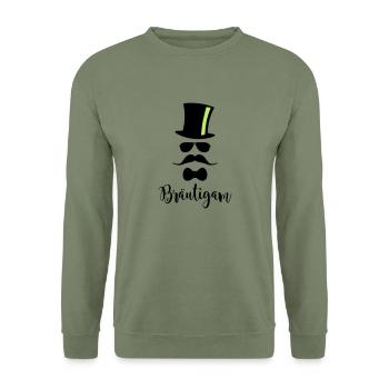 JGA Bräutigam Junggesellenabschied Ehe Hochzeit - Unisex Pullover - Armeegrün - Vorne - Alina (178cm) & Michal (187cm)