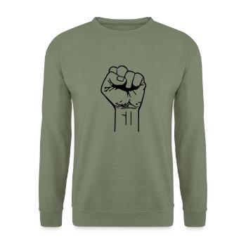 fist - Unisex Sweatshirt - army green - Front - Alina (178cm) & Michal (187cm)