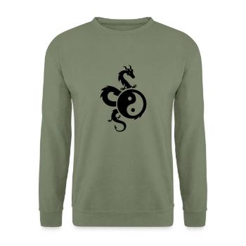 yin yang - Unisex Sweatshirt - army green - Front - Alina (178cm) & Michal (187cm)