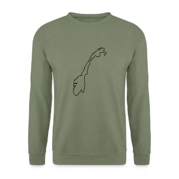 norway map silhouette - Unisex Pullover - Armeegrün - Vorne - Alina (178cm) & Michal (187cm)