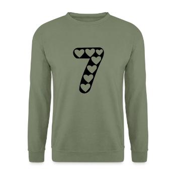 7 love heart tattoo 055 - Sweat-shirt Unisexe - vert militaire - Devant - Alina (178cm) & Michal (187cm)