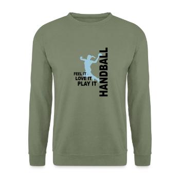 Handball - love & play - Unisex Pullover - Armeegrün - Vorne - Alina (178cm) & Michal (187cm)
