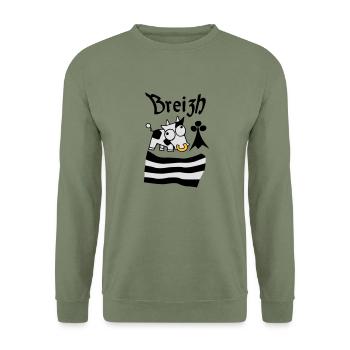 Breizh Bretagne - Sweat-shirt Unisexe - vert militaire - Devant - Alina (178cm) & Michal (187cm)