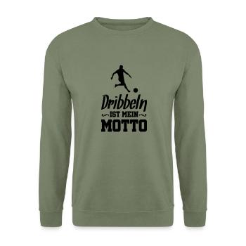 fussball dribbeln motto - Unisex Pullover - Armeegrün - Vorne - Alina (178cm) & Michal (187cm)