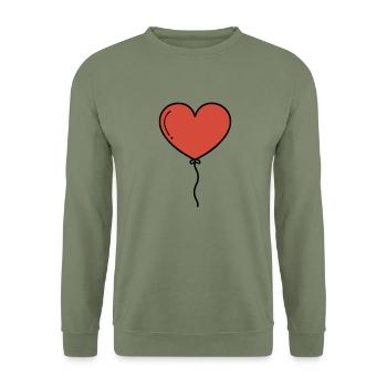 Herzluftballon Herz Luftballon - Unisex Pullover - Armeegrün - Vorne - Alina (178cm) & Michal (187cm)