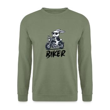 hase motorrad biker - Unisex Pullover - Armeegrün - Vorne - Alina (178cm) & Michal (187cm)