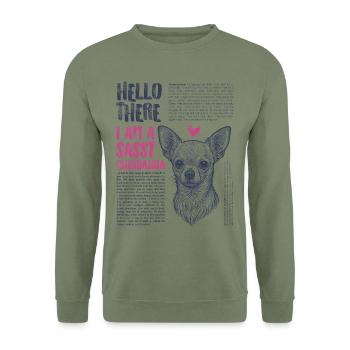 Chihuahua – Klein, Stolz & Voller Persönlichkeit - Unisex Pullover - Armeegrün - Vorne - Alina (178cm) & Michal (187cm)