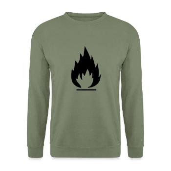 feuer - Unisex Pullover - Armeegrün - Vorne - Alina (178cm) & Michal (187cm)