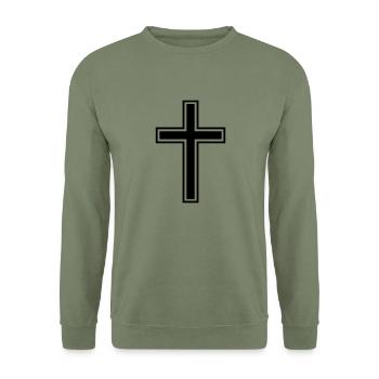 Kreuz - Unisex Pullover - Armeegrün - Vorne - Alina (178cm) & Michal (187cm)