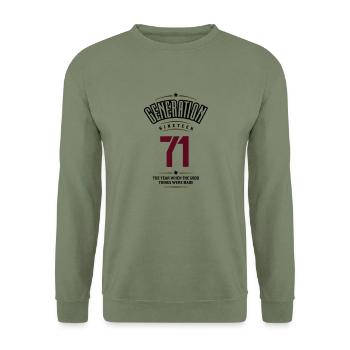 Generation 71 - Sweat-shirt Unisexe - vert militaire - Devant - Alina (178cm) & Michal (187cm)