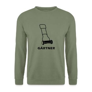 Jardinier avec tondeuse à gazon - Sweat-shirt Unisexe - vert militaire - Devant - Alina (178cm) & Michal (187cm)