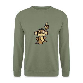 affe lustig zeigefinger - Unisex Pullover - Armeegrün - Vorne - Alina (178cm) & Michal (187cm)