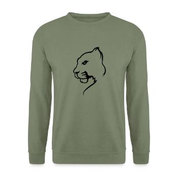 panther_01 - Unisex Pullover - Armeegrün - Vorne - Alina (178cm) & Michal (187cm)