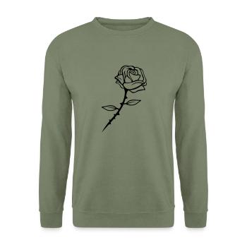 rose flower design - Unisex Pullover - Armeegrün - Vorne - Alina (178cm) & Michal (187cm)