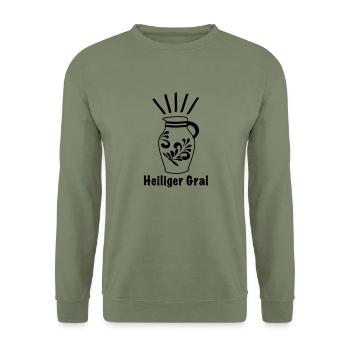 Heiliger Gral Apfelwein #Bembel #Frankfurt #FFM - Unisex Pullover - Armeegrün - Vorne - Alina (178cm) & Michal (187cm)