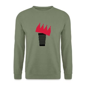 Ebbelwoi König - Unisex Pullover - Armeegrün - Vorne - Alina (178cm) & Michal (187cm)