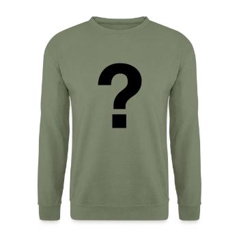 ? question mark fragezeichen - Unisex Pullover - Armeegrün - Vorne - Alina (178cm) & Michal (187cm)