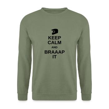 Keep calm and braaap it - Unisex Sweatshirt - army green - Front - Alina (178cm) & Michal (187cm)