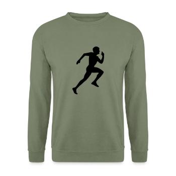 Runner Silhouette - Unisex Pullover - Armeegrün - Vorne - Alina (178cm) & Michal (187cm)