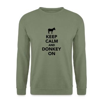 Keep calm and Donkey on - Unisex Sweatshirt - army green - Front - Alina (178cm) & Michal (187cm)
