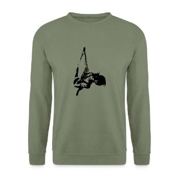 Hanging Sideways - Unisex Pullover - Armeegrün - Vorne - Alina (178cm) & Michal (187cm)