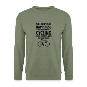 You Can't Buy Happiness - But You Can Go Cycling.. - Sweat-shirt Unisexe - vert militaire - Devant - Alina (178cm) & Michal (187cm)