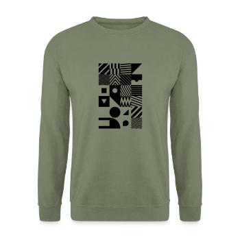 Minimal Muster Abstrakt - Unisex Pullover - Armeegrün - Vorne - Alina (178cm) & Michal (187cm)