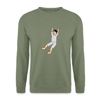 Mann im Schlafanzug - Unisex Pullover - Armeegrün - Vorne - Alina (178cm) & Michal (187cm)
