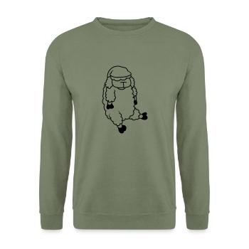 Schlaf Schaf Schlafmütze - Unisex Pullover - Armeegrün - Vorne - Alina (178cm) & Michal (187cm)