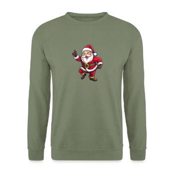Santa Claus Drabbing with beard and hat - Unisex Sweatshirt - army green - Front - Alina (178cm) & Michal (187cm)
